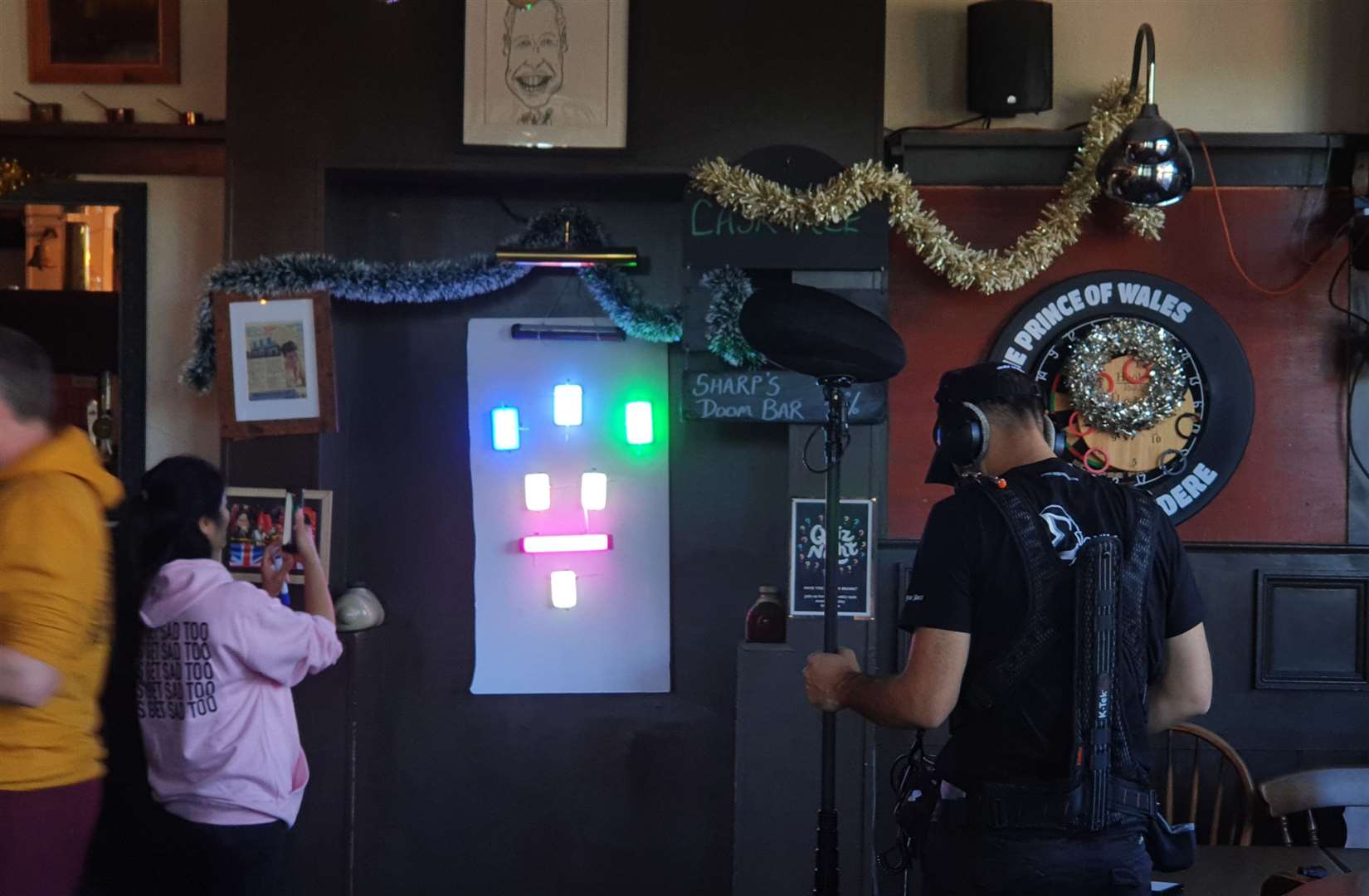 Peter created a makeshift fruit machine using coloured lights stuck in an alcove at the Prince of Wales pub