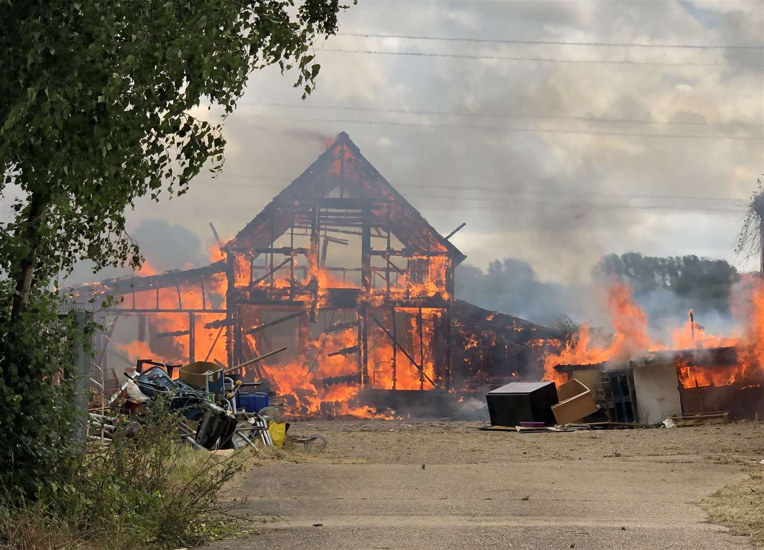 Firefighters were called to a barn alight in Spade Lane, Hartlip. Picture: Declan