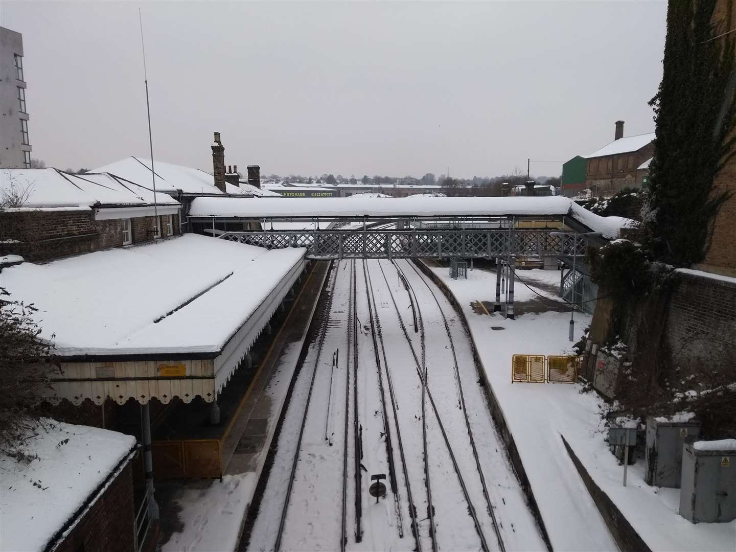 Maidstone West train station was closed as the Medway Valley line shut down for the snow