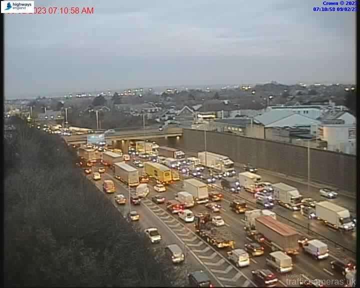 Traffic on the M25 this morning. Picture: Highways England