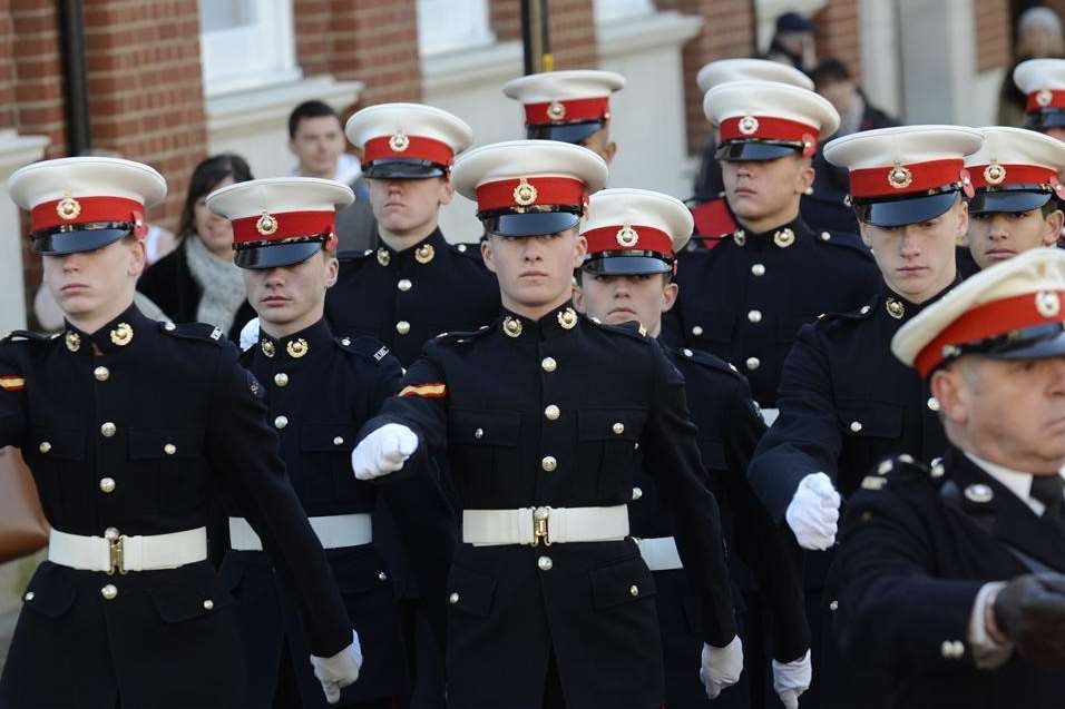 Marine cadets on Remembrance Sunday in Ashford. Picture: Gary Browne