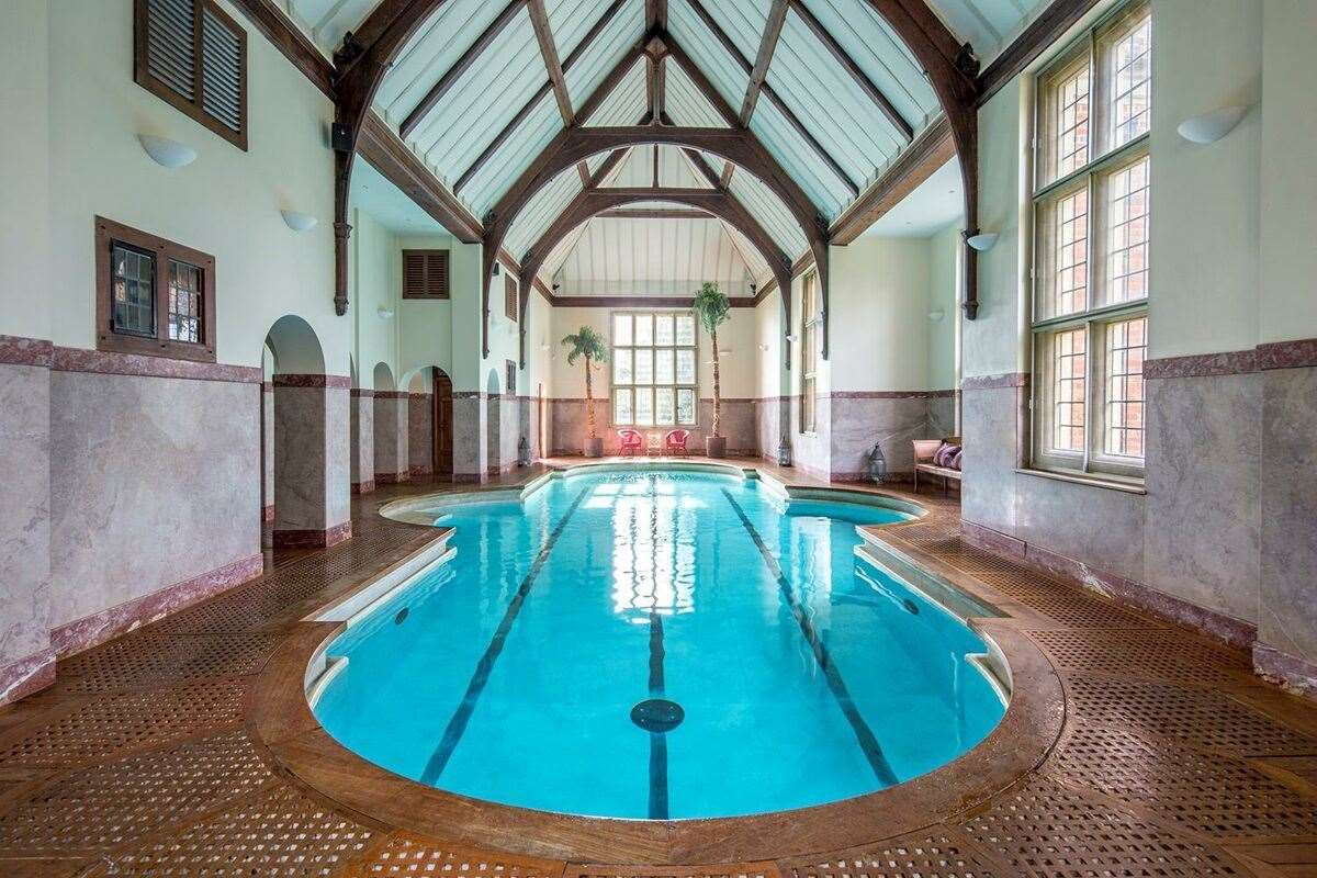The beautiful marble swimming pool