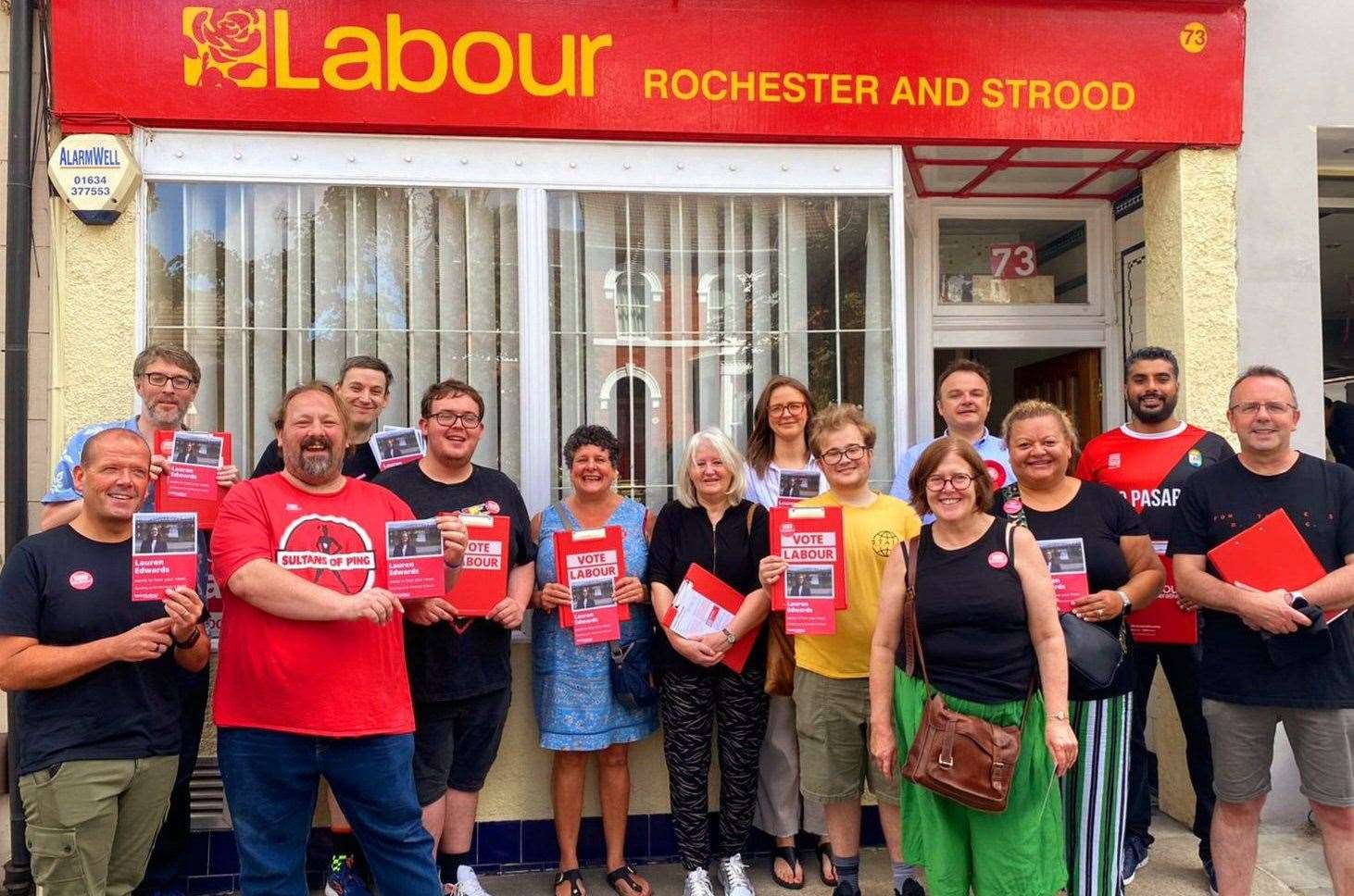 Labour's team outside of the Rochester and Strood constituency office