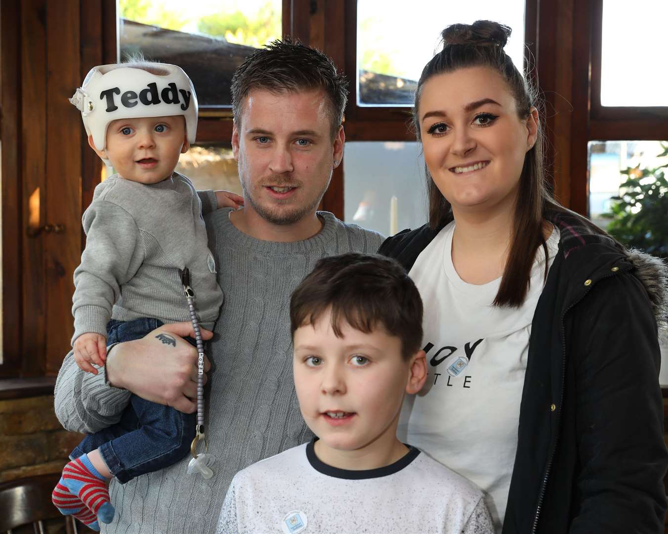 Teddy with dad, Ben Hayes, mum Callie and brother Archie. Picture: Andy Jones