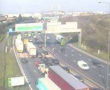Traffic builds on the M25 near the Dartford Crossing