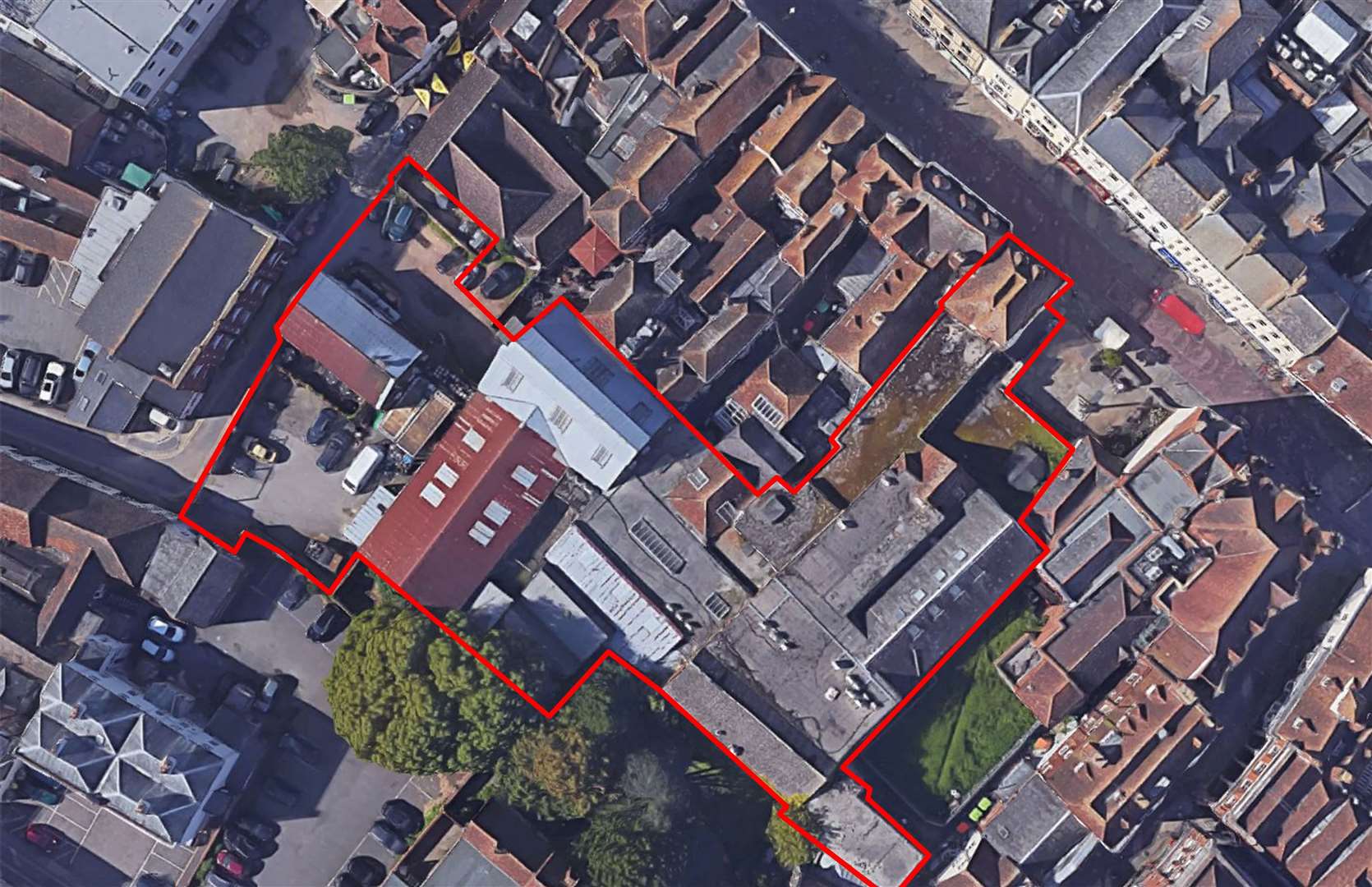 The footprint of the development site in Canterbury