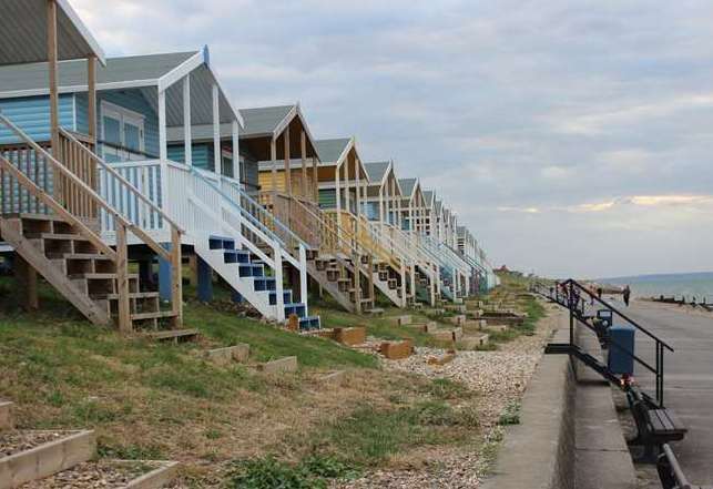 Beach huts at The Leas, Minster, on the Isle of Sheppey