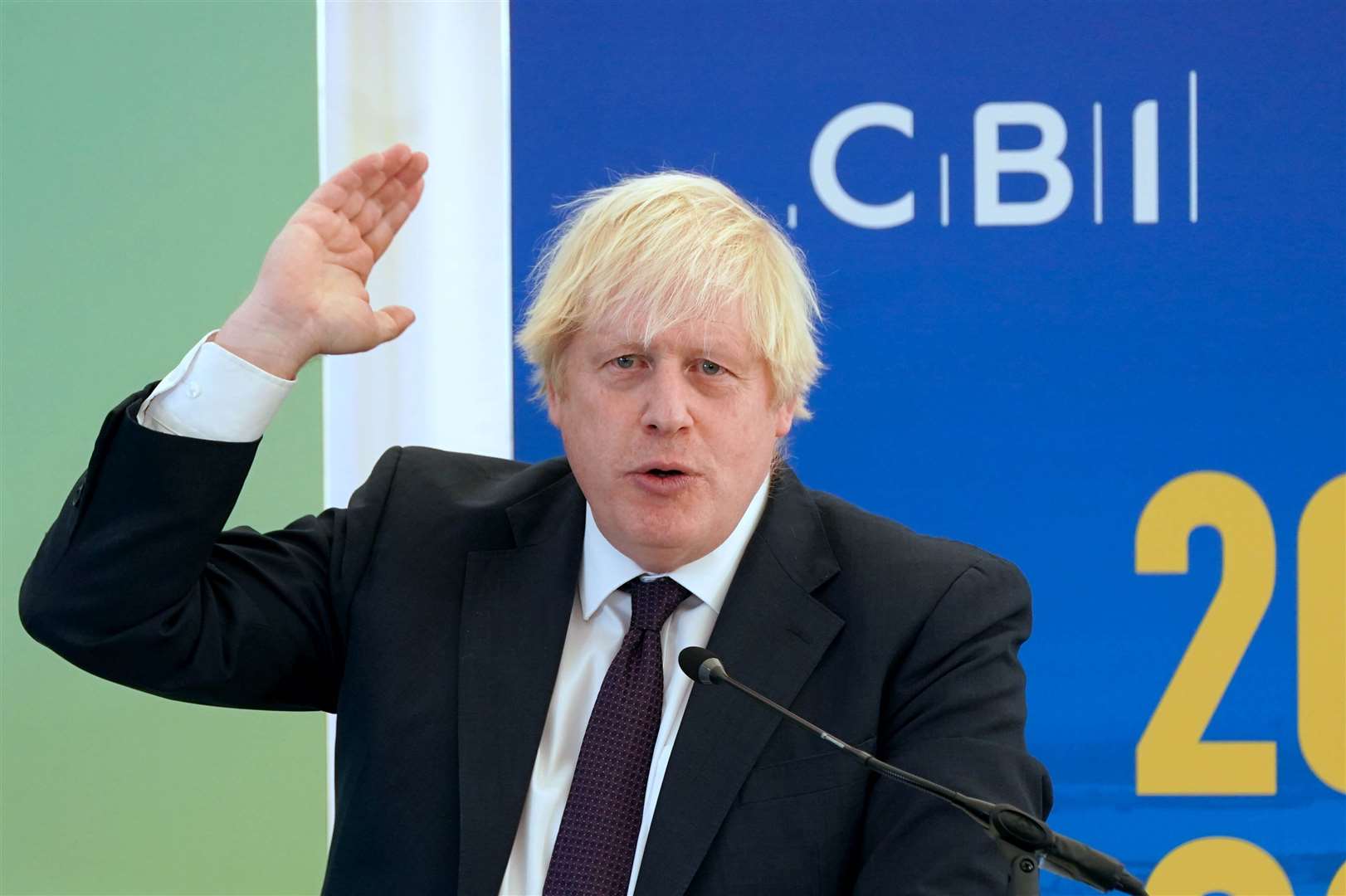Prime Minister Boris Johnson speaking during the CBI annual conference (Owen Humphreys/PA)
