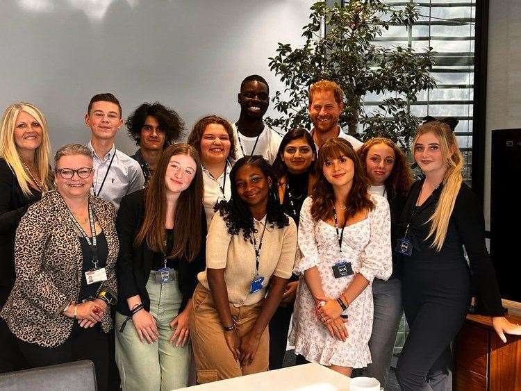 Prince Harry met with members of the Gifted Young Gravesham youth group to discuss the impact of social media on their mood and well-being. Picture: Archewell