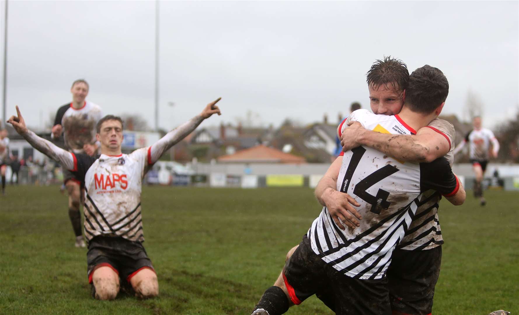 Deal Town celebrations in their weekend 3-0 win over Tunbridge Wells. Picture: Paul Willmott
