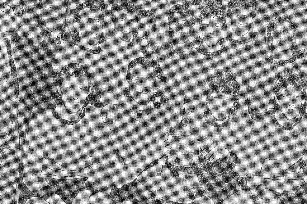 The Maidstone United team with the Kent Senior Cup. Bob Jeffrey can be seen in the middle holding the cup.
