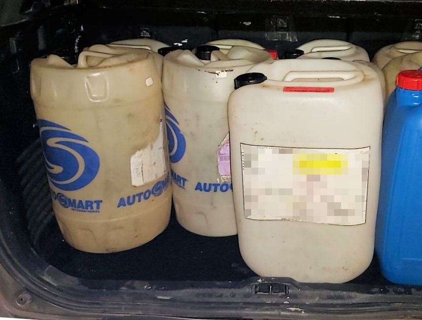 Plastic containers were found in a vehicle pulled over by police. Picture: Kent Police