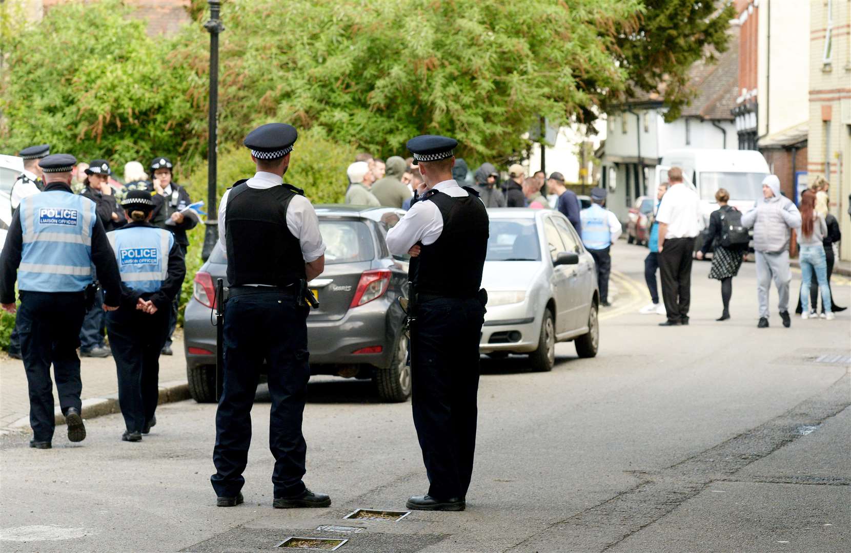 Police at the funeral of Henry Vincent at St Marys C of E Church, St Mary Cray. Picture: SWNS