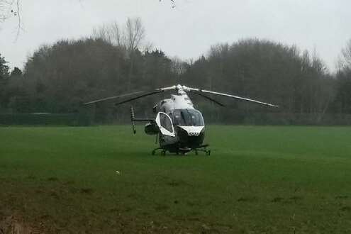 A helicopter arrived in a nearby field