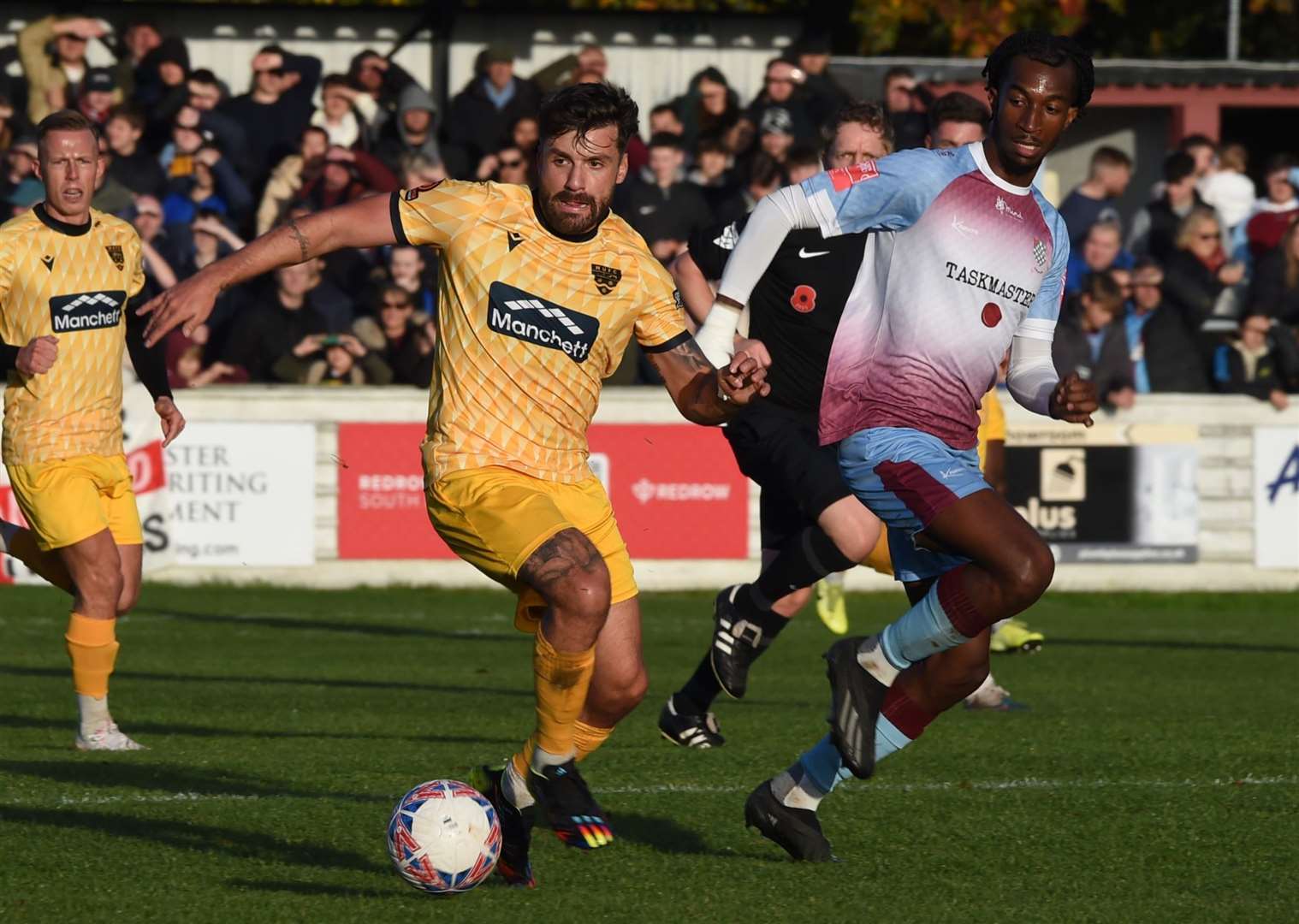 Michael Petrasso on the ball for Maidstone at Chesham. Picture: Steve Terrell