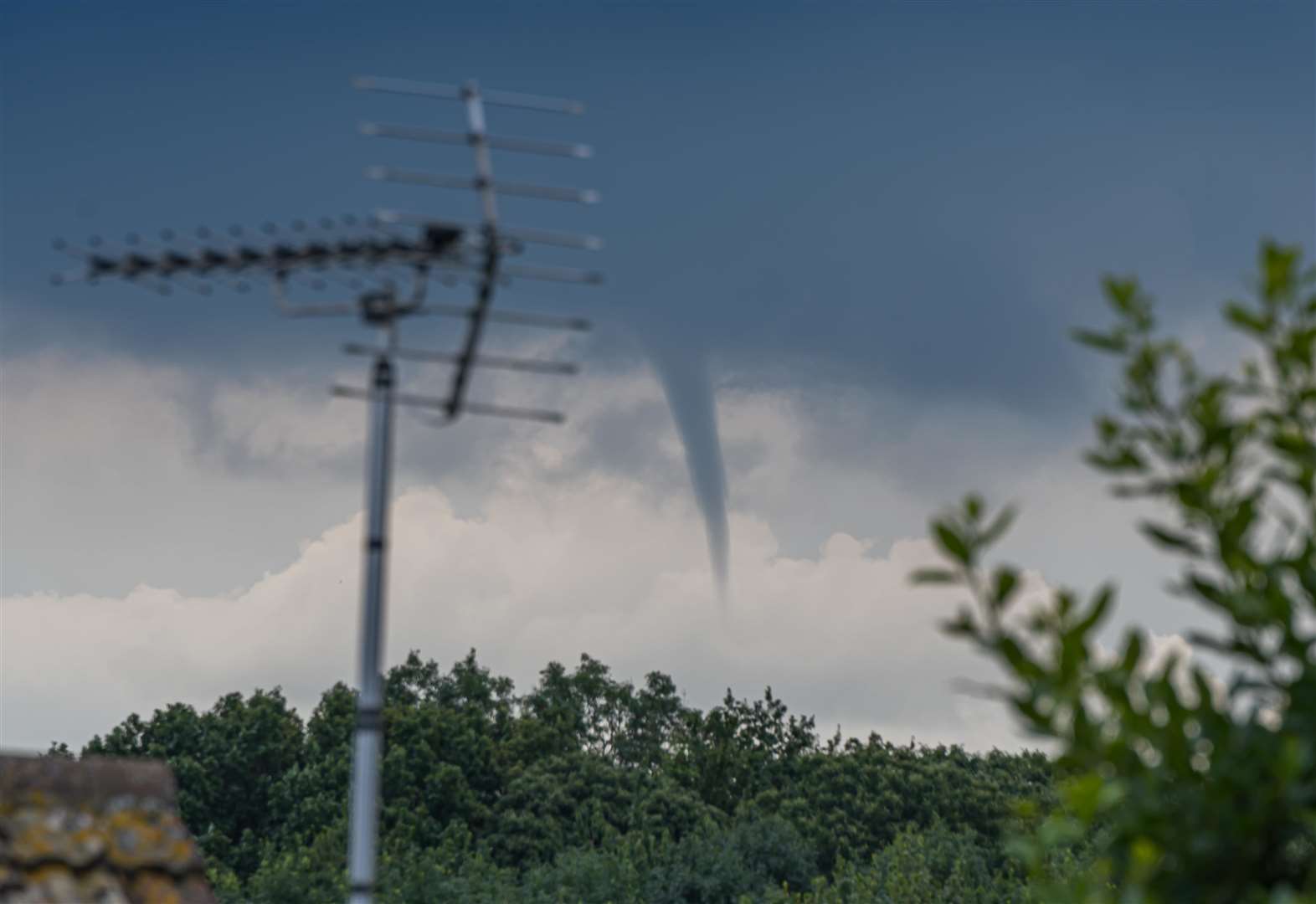 Funnel cloud forms close to motorway