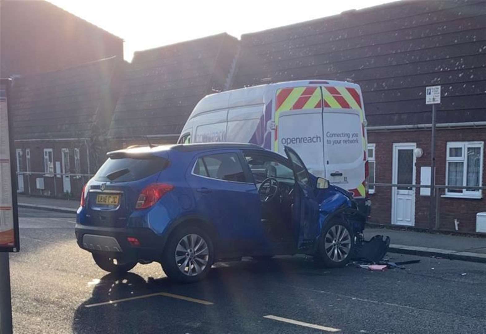 Two people taken to hospital after crash near supermarket 