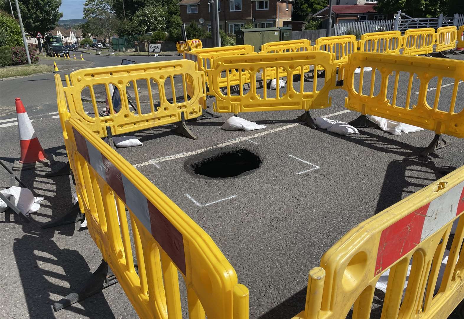 Road partially closed after void opens up