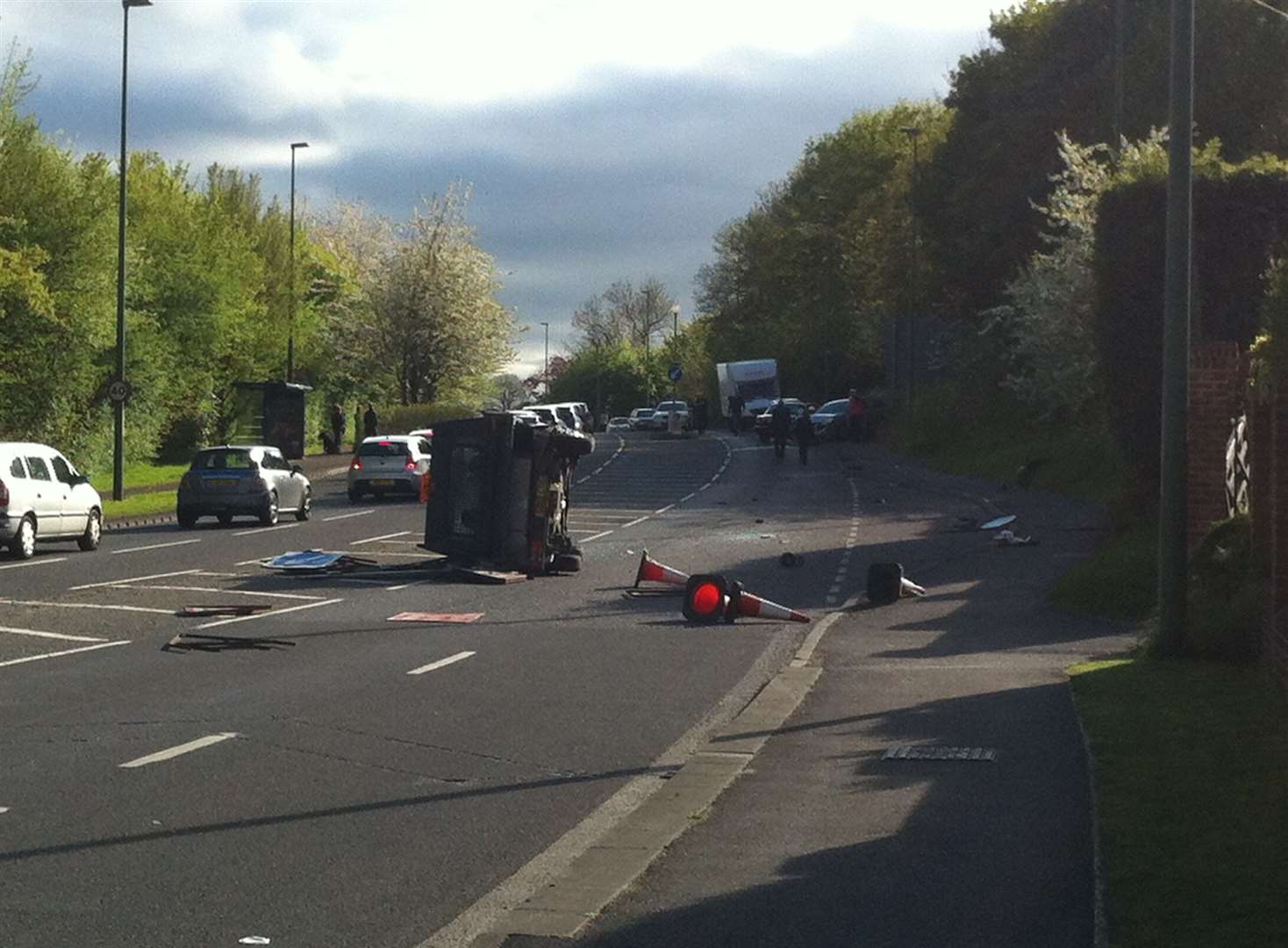 Truck rolls over in Maidstone accident