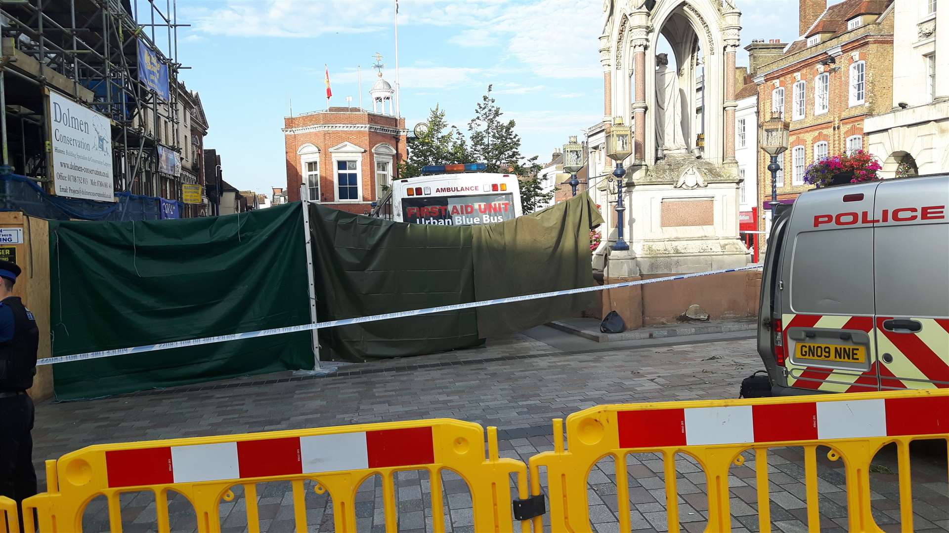 Jubilee Square was cordoned off for Sunday as police launched a murder investigation