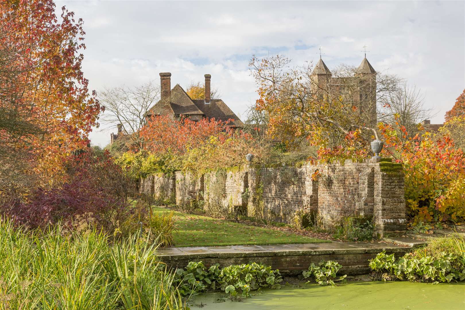 Capture the view of the gatehouse tower through the autumnal gardens at Sissinghurst Castle Garden.Picture: ©National Trust Images / James Dobson