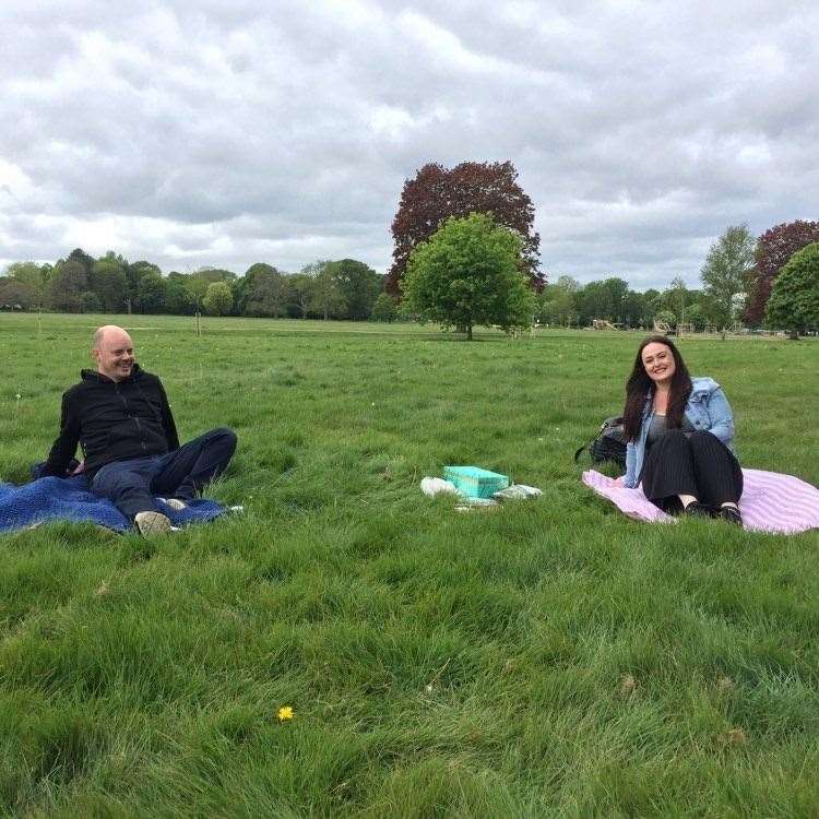 Andrew and Katie enjoying a picnic in Mote Park on the first day lockdown rules have been eased
