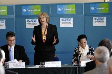 Teresa May addresses the conference. Picture: Matthew Walker