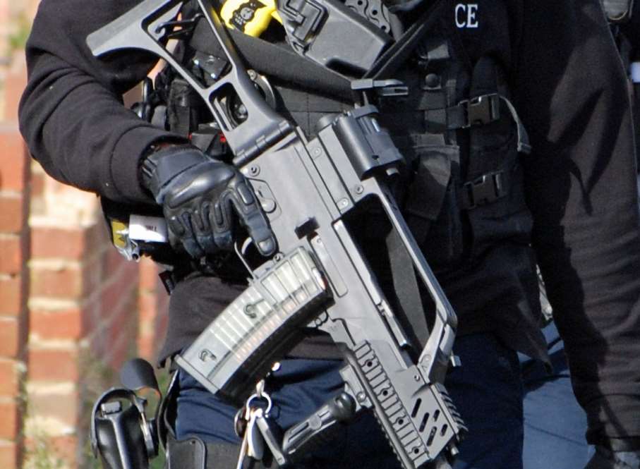 Armed police in Faversham. Stock image.