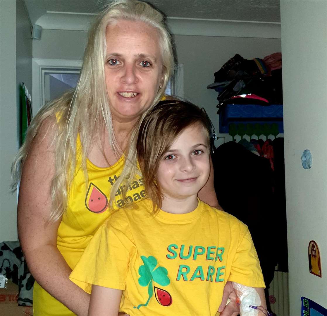 Herne Bay mum Tracy Wells with her son Ethan, who is battling rare illness Aplastic anemia