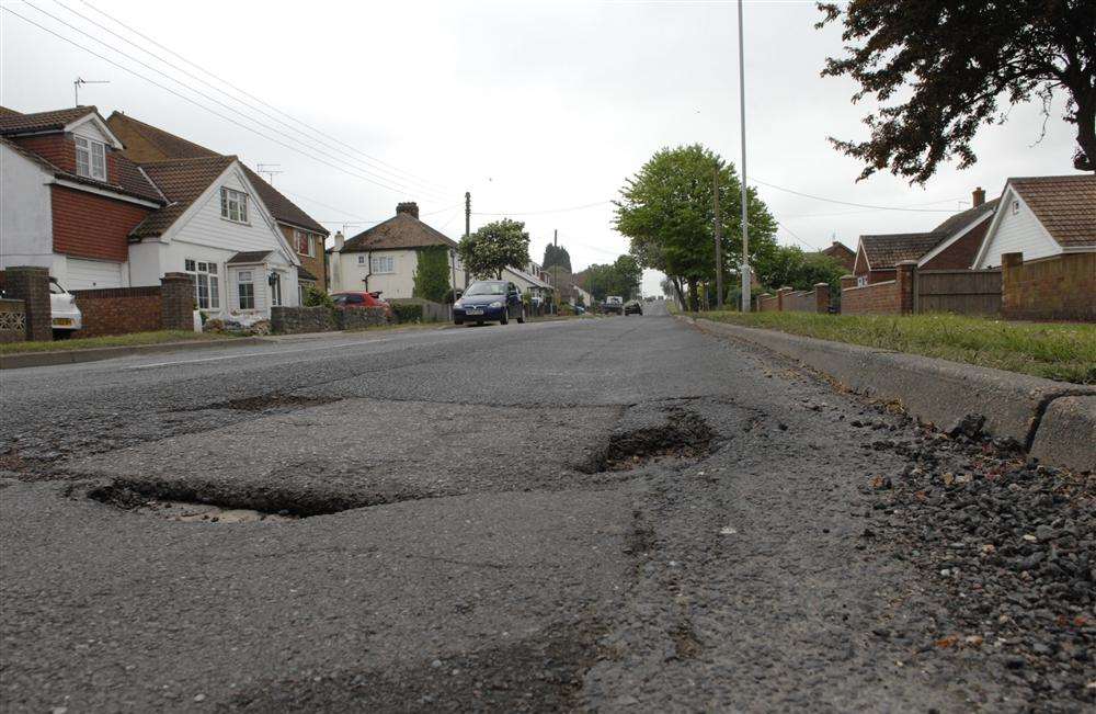 Potholes in The Broadway, Minster