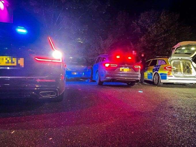 The stolen Renault alongside police vehicles. Picture: Kent Police