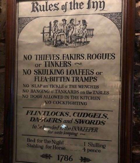 I’ve seen similar ‘Rules of the Inn’ poster in a number of pubs but it somehow felt more at home here