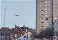 Footage shows huge RAF aircraft flying low over town