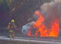 Lucky escape for driver before car burst into flames 