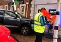 Car crashes into front of railway station