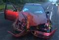 Car smashed after swerving to avoid animal