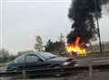 Car fire on motorway