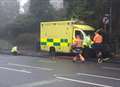 Ambulance crashes on busy A road
