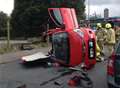 Driver trapped after crash