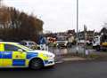 Road closed after roundabout crash