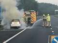 Car fire on M20