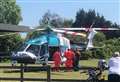 Air ambulance lands opposite pub