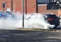 Jaguar catches fire on busy road