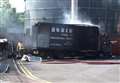 Lorry goes up in flames in docks