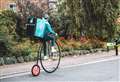Deliveroo rider takes to streets on penny farthing