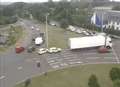 Lorry and car collide near roundabout