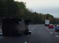 Army truck overturns in motorway crash