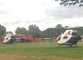 Two air ambulances land after accident