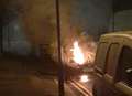 Motorist pulls over as car's engine catches fire