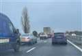 M2 traffic halted after van and lorry collide